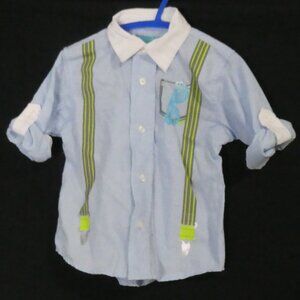 JACK AND JILL | 12-18 months | Children's Light Blue Shirt | Printed Suspenders